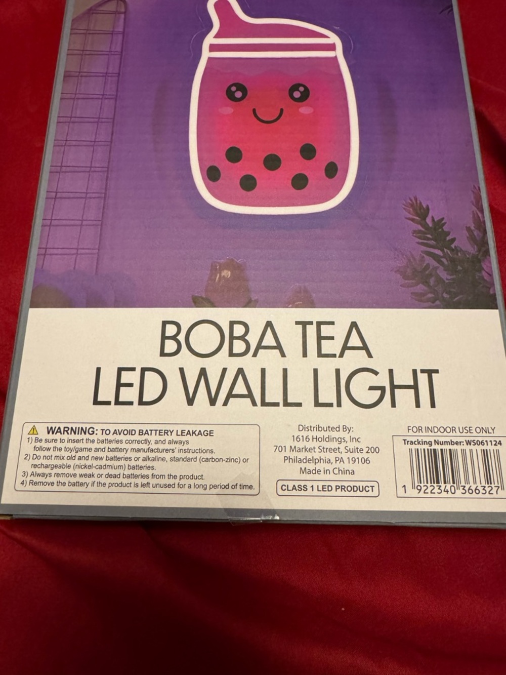 Room 2 Room Boba Tea LED Wall Light - Cute Kawaii Aesthetic Decor - Pink/Purple - Picture 2 of 4